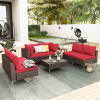 7 Pcs<br>Red Sectional Sofa Set