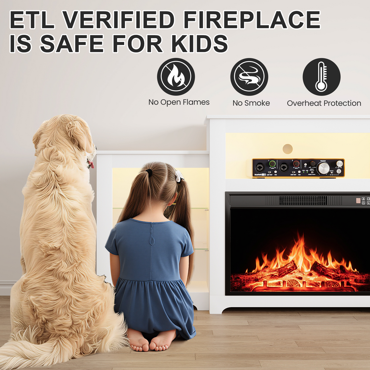 TV Stand with Modern Fireplace | Stylish Entertainment Center for