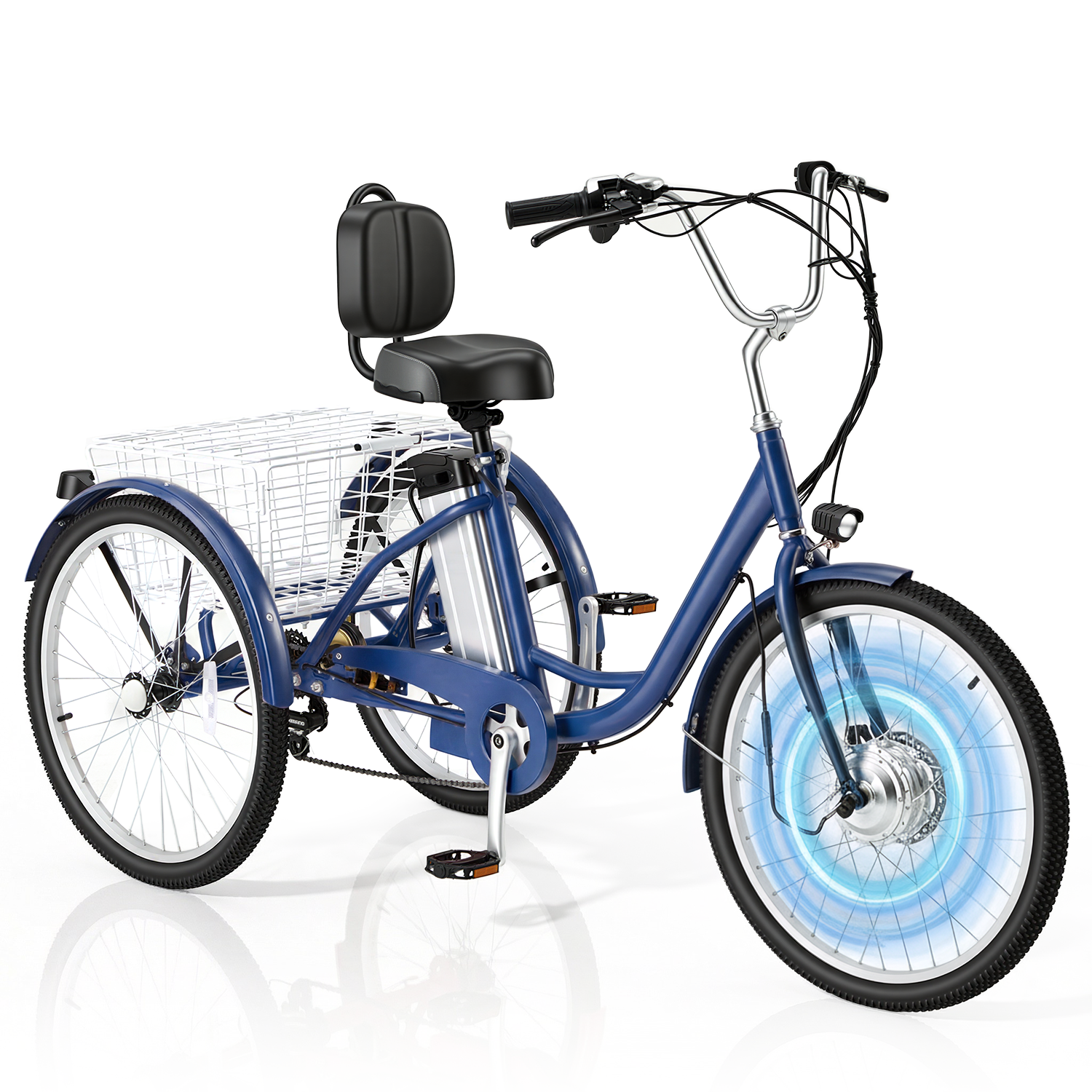 HOMREST Electric Trike for Adults,Peak 500W Brushless Motor, E-Trike with 24