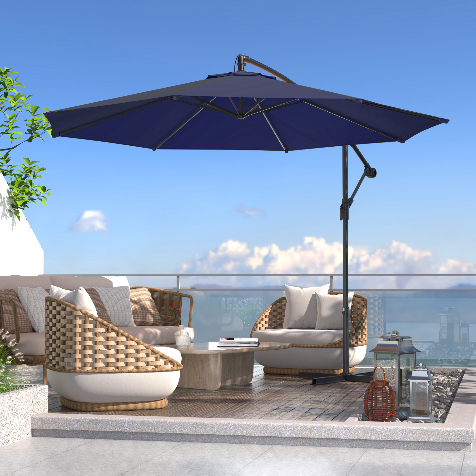 Homrest 10ft Offset Patio Umbrella