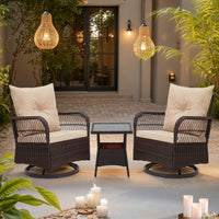 Swivel Chairs (Beige)<br/>brown wicker