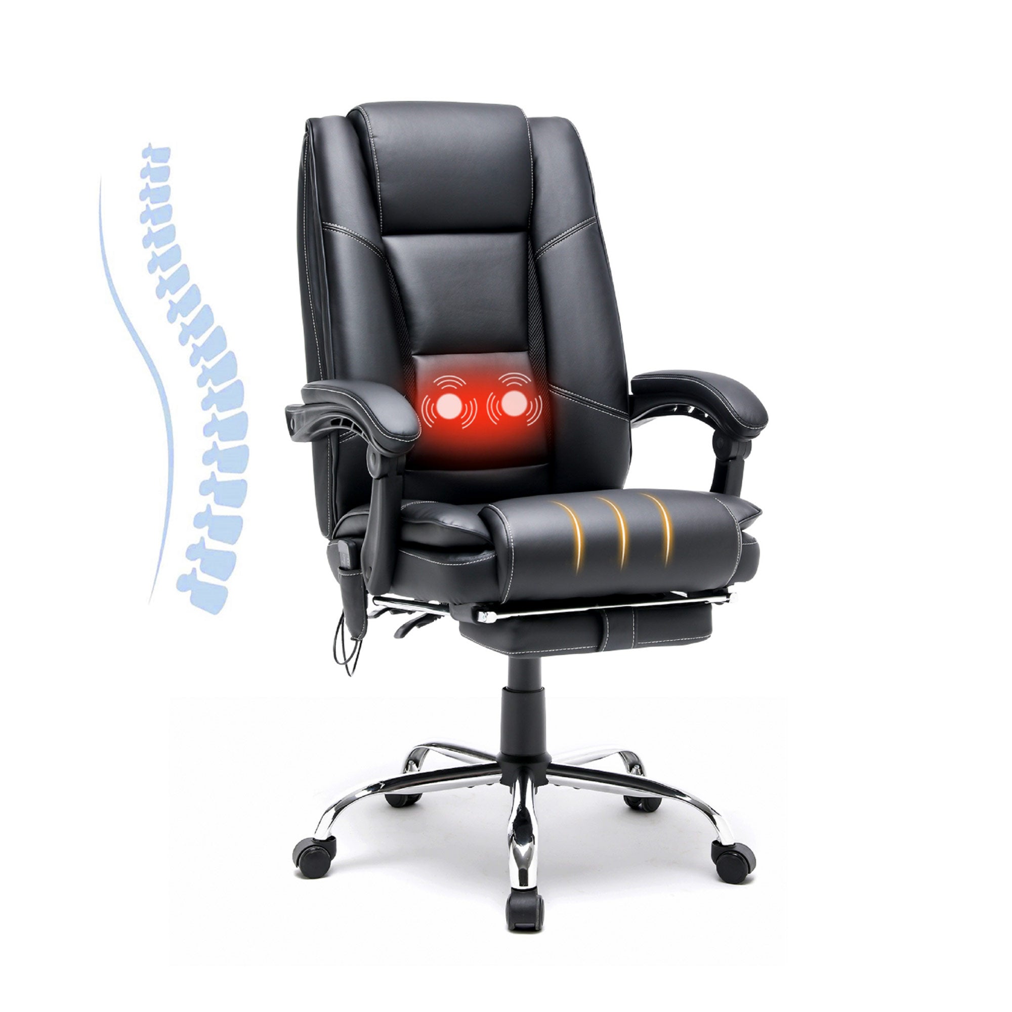 High Back Massage Reclining Office Chair with Footrest - Executive Computer Chair Home Office Desk Chair with Massaging Lumbar Cushion, Adjustable