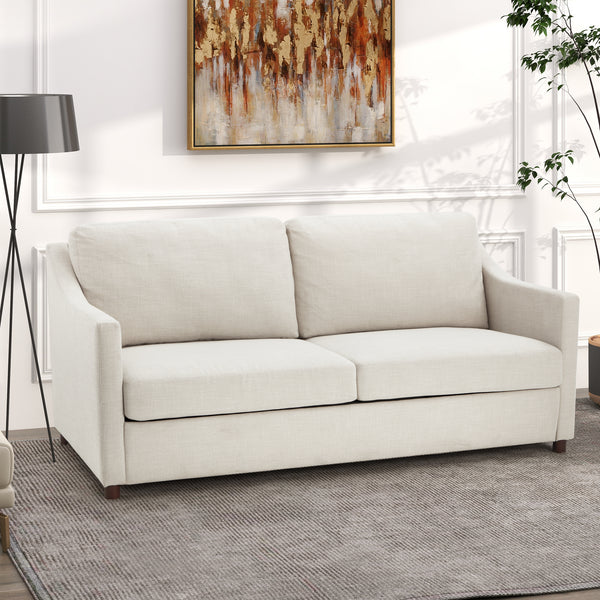 Loveseat Sofa, Upholstered Couch with Removable Cover for Living Room, Beige