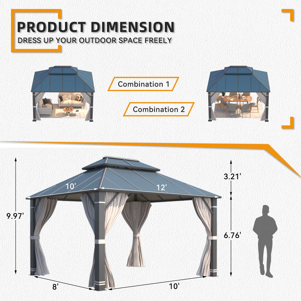 Hard Top Gazebo 10x12 | Durable, Weatherproof &amp; Stylish ¨C Homrest