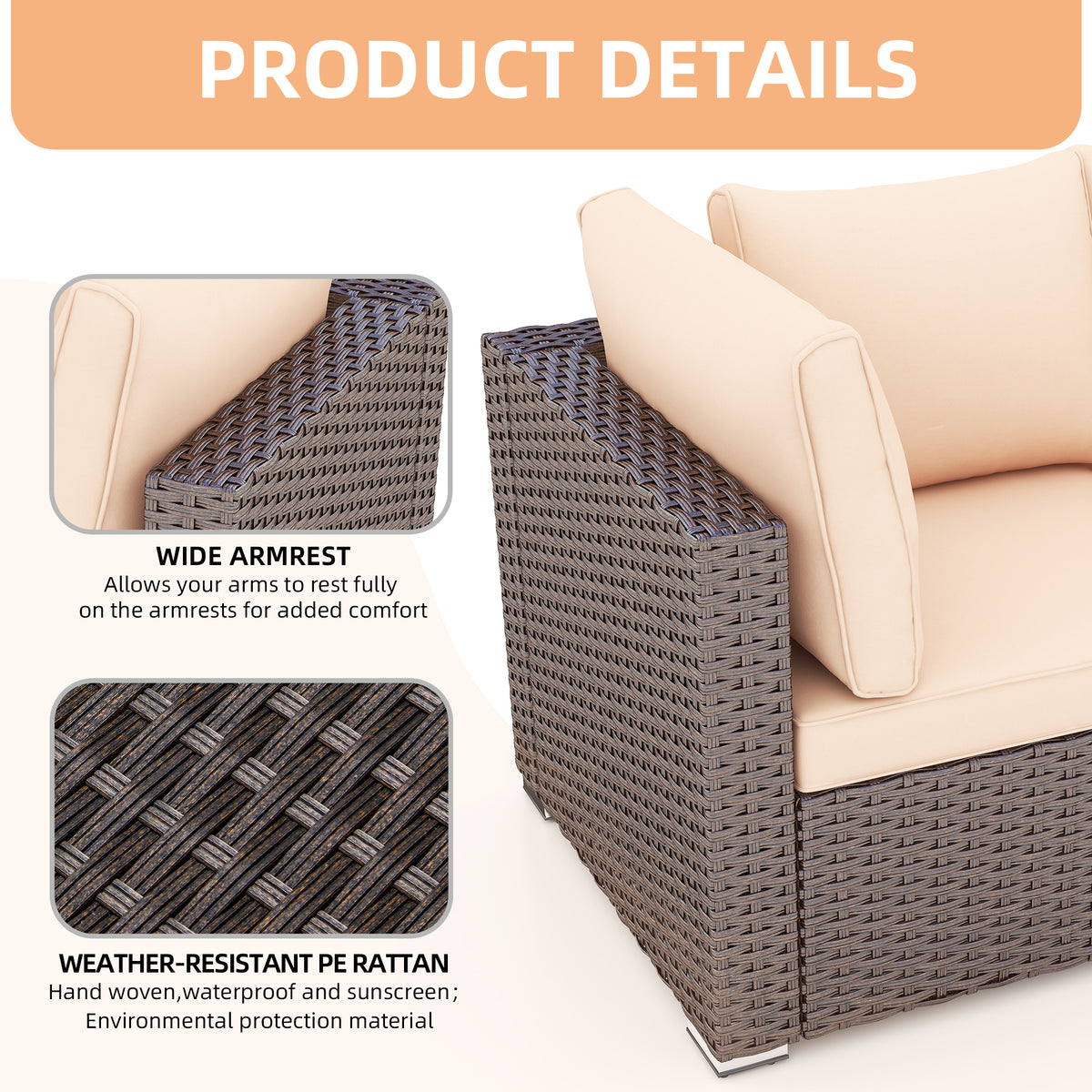 13 Pieces Wicke Outdoor Furniture Sets with Fire Pit Table