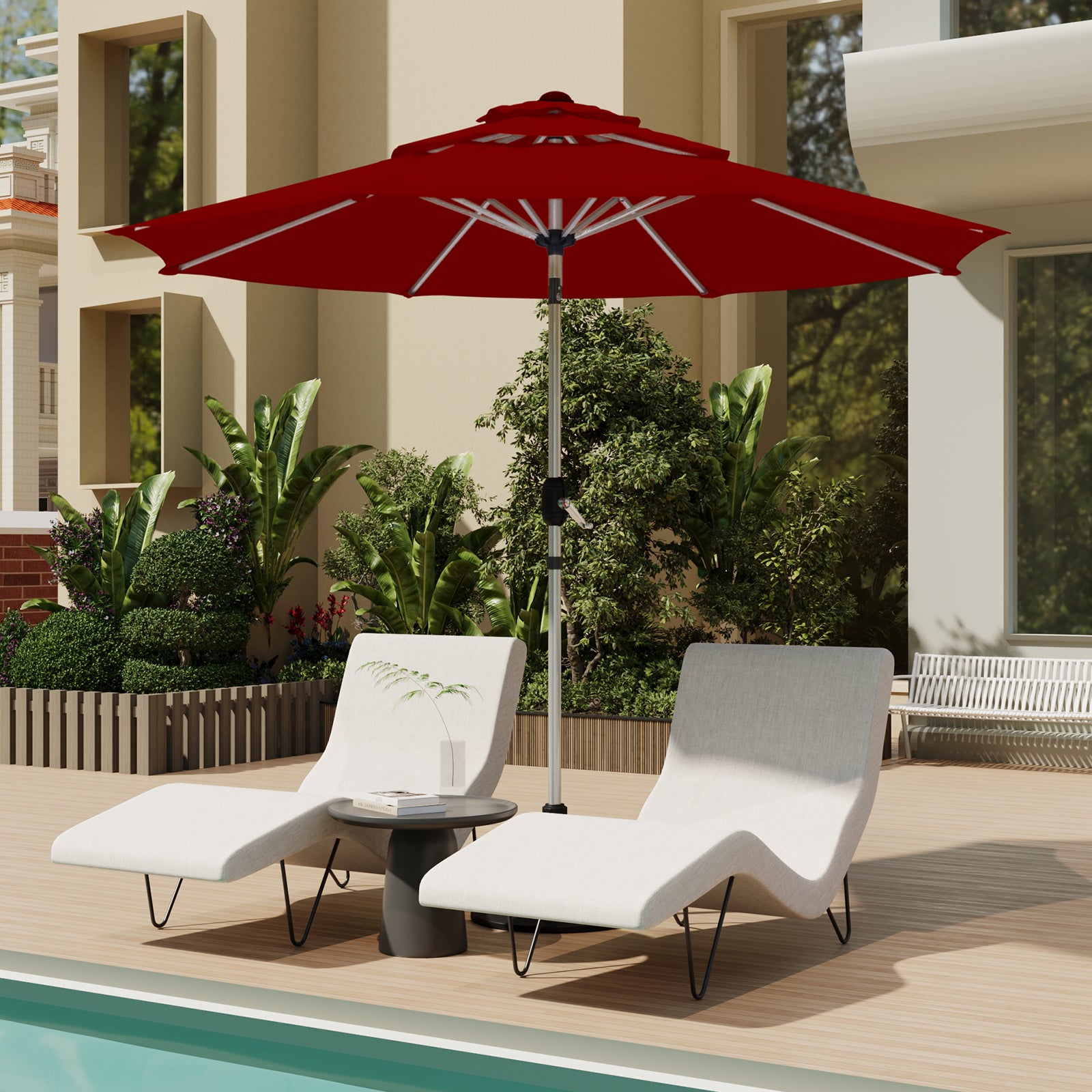 burgundy patio umbrella Homrest 9FT 3-Tier Aluminum Umbrella, Fade-Resistant with Push Tilt, 8 Sturdy Aluminum Ribs,Burgundy Atlas Backpack - Rust unique fishing present is not only visually Color:Almond Milk