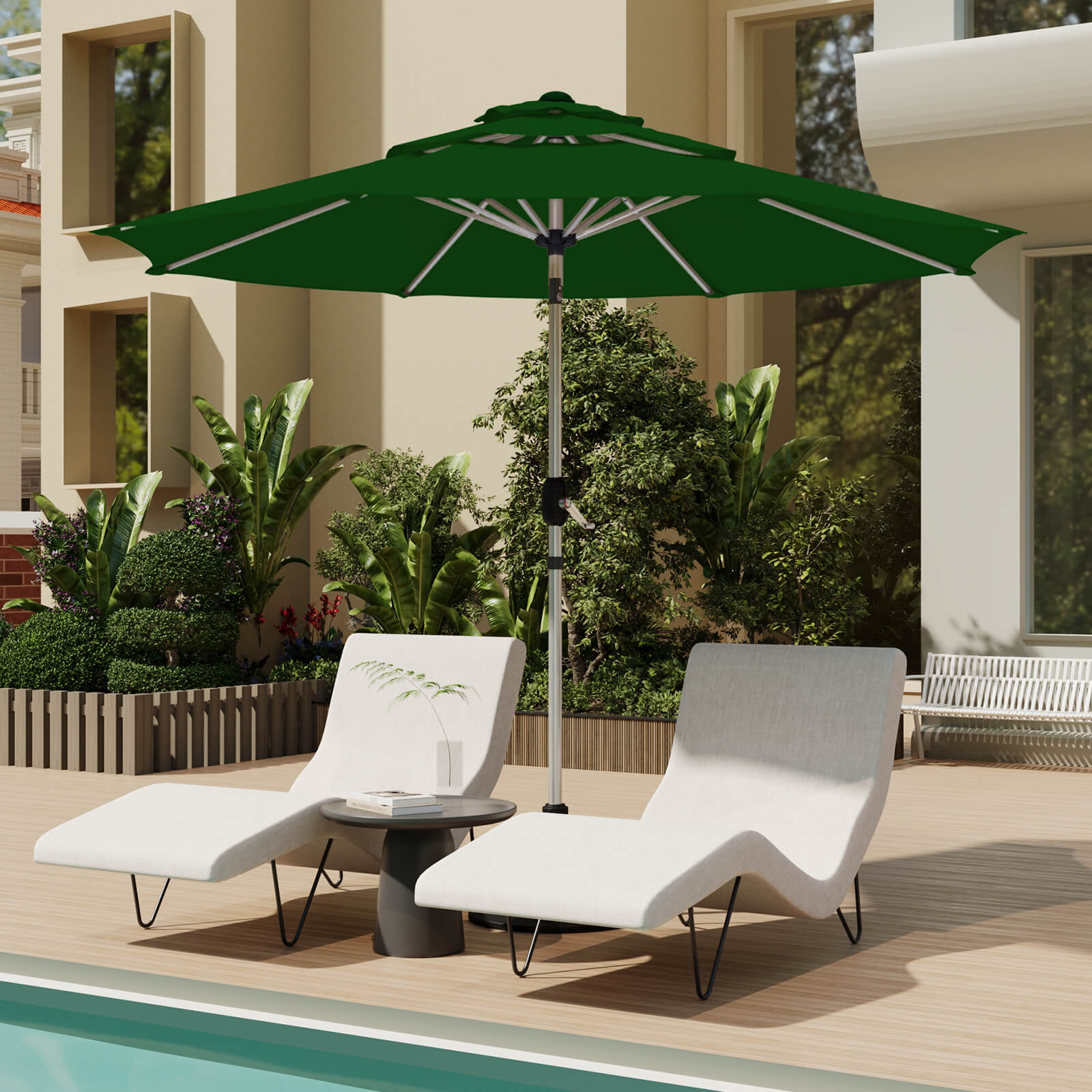 10ft 3 tier patio umbrella HOMREST 3-Tier Aluminum Outdoor with Push Button Tilt Function, Green 1311115 Chanel Mini Backpack for Size:20x20 cm Each outdoor umbrella rib