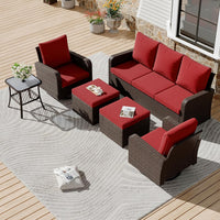 6 Piece Patio Conversation Sets(Wine Red)