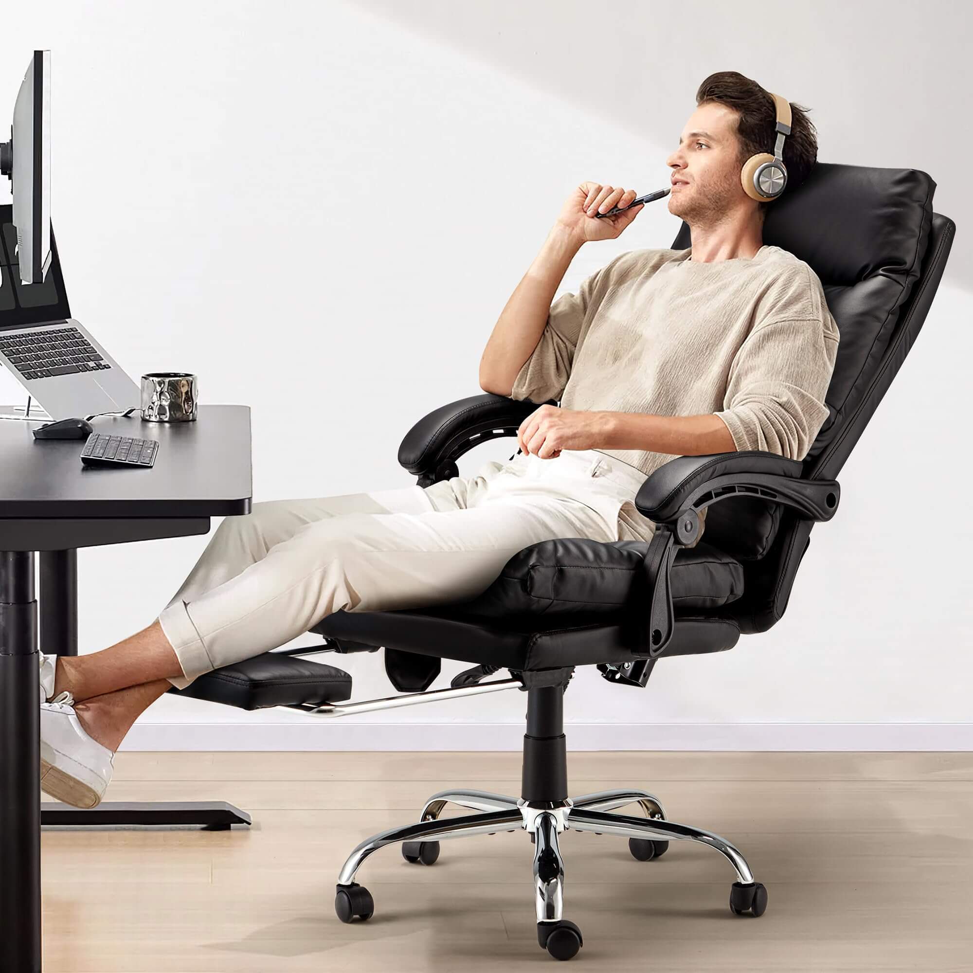 Ergonomic Office Reclining Executive Chair With Footrest Executive