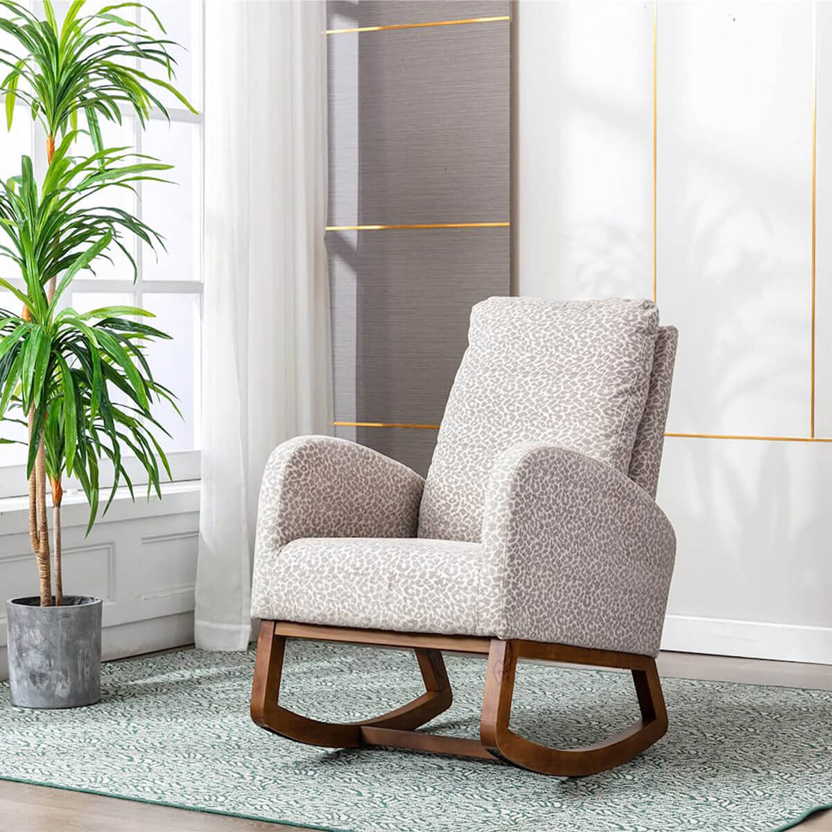 Nursery Accent Glider Rocking Chair for Living Room Gray