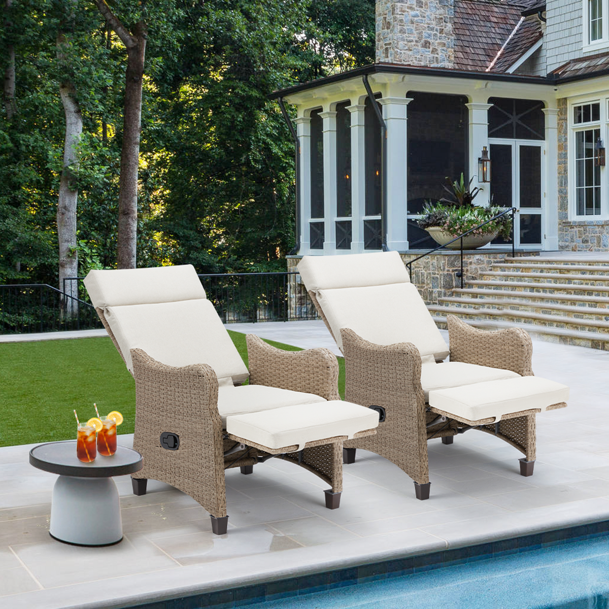 outdoor reclining wicker chairs
