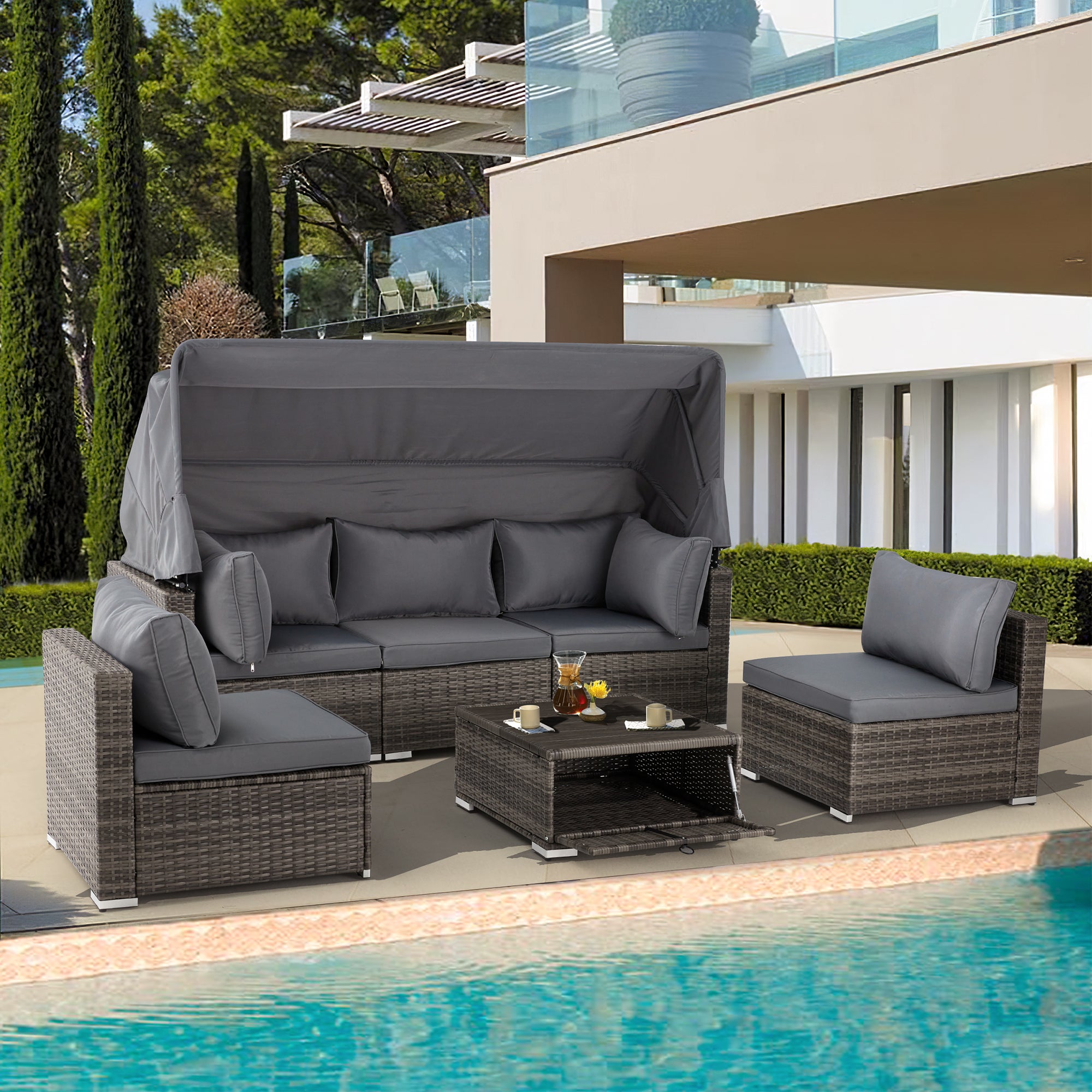 homrest-6-pcs-outdoor-sectional-sofa-daybed-w-retractable-canopy-adjustable-backrest-cushion-coffee-table-grey