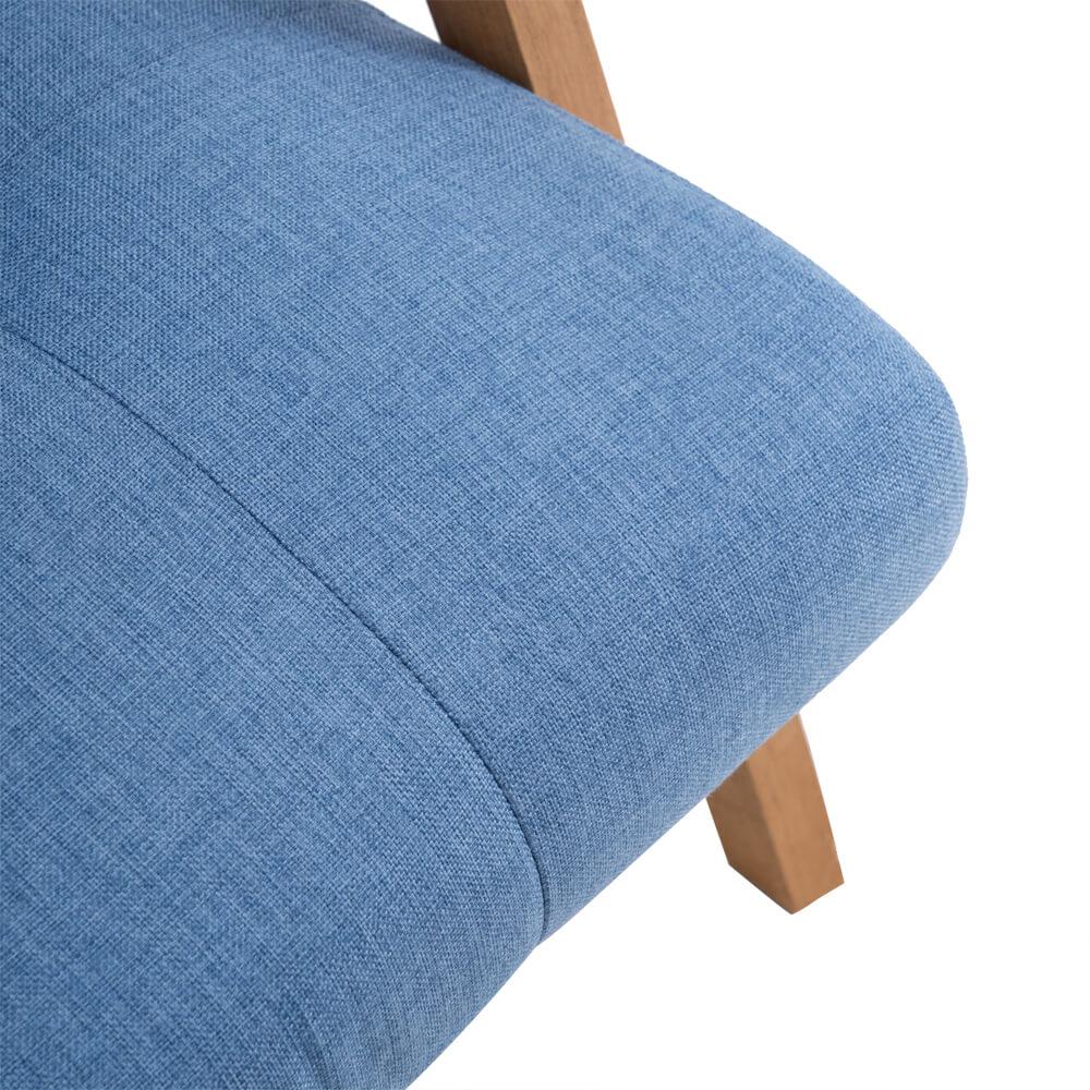 Mid-Century Upholstered Linen Accent Armchair, Light Blue