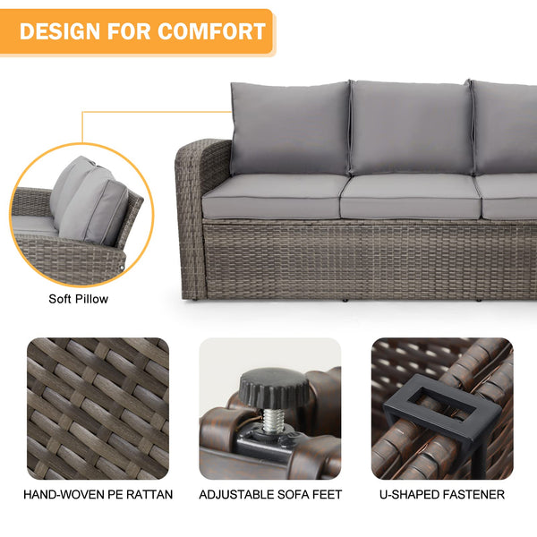 Homrest 6 pcs outdoor furniture set, gray