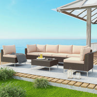 7 Pcs<br>Khaki Sectional Sofa Set