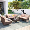7 Pieces Outdoor Sectional Sofa, All-Weather Furniture Set with Tea Table, Khaki | Homrest Furniture