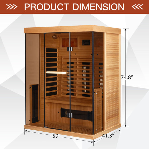 HOMREST Infrared Sauna 3 Person with Full Spectrum Heaters for Home or Gym