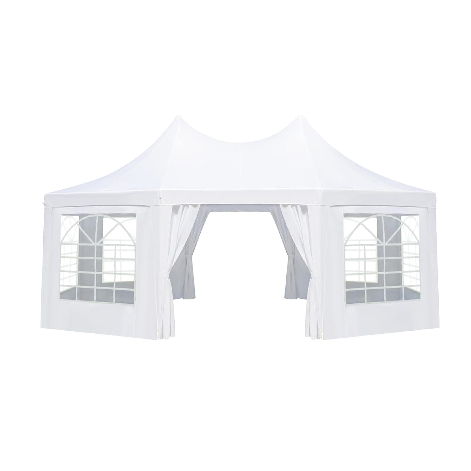 HOMREST 20x15ft Octagonal Heavy Duty Canopy With 6 Removable Sidewalls 6 Church Windows And 2 Pull Back Doors Outdoor Gazebo Pavilion Shelter Tent For Party