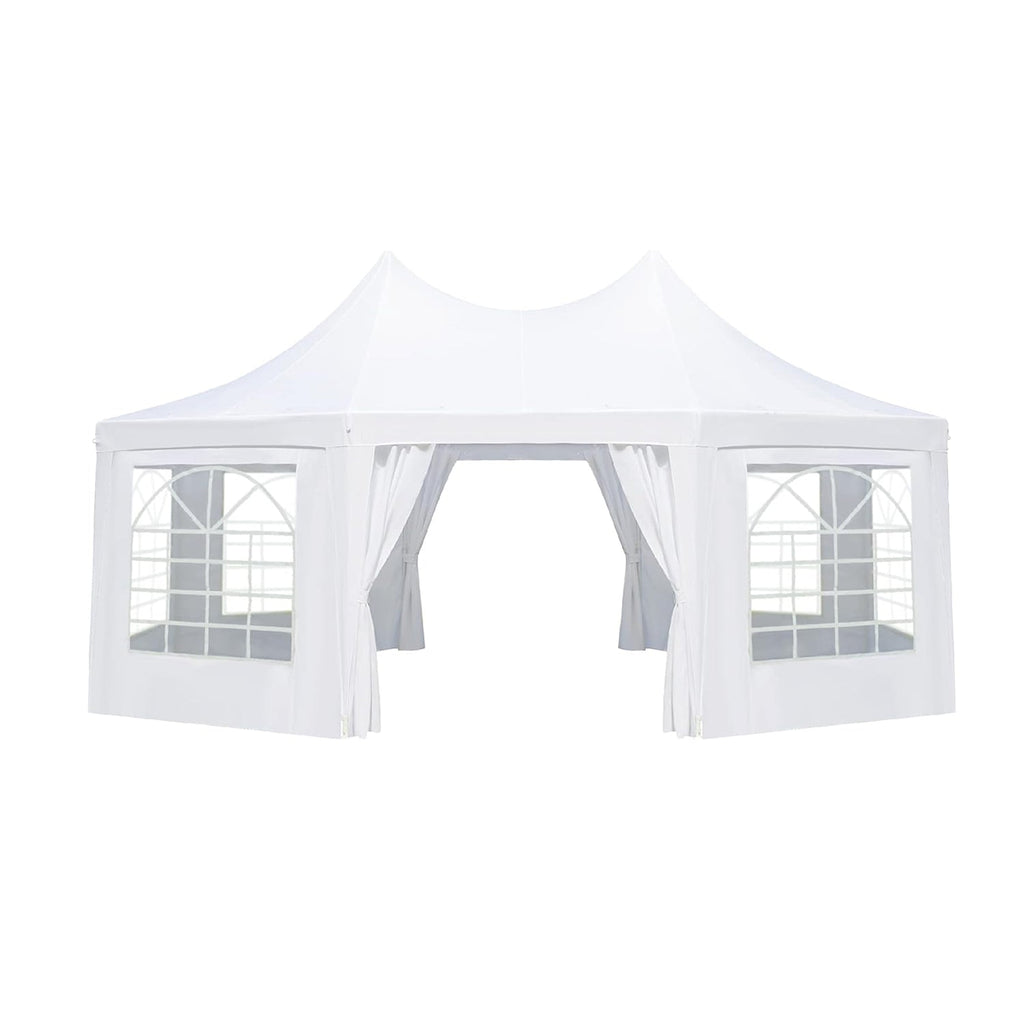 HOMREST 20x15ft Octagonal Heavy Duty Canopy With 6 Removable Sidewalls 6 Church Windows And 2 Pull Back Doors Outdoor Gazebo Pavilion Shelter Tent For Party