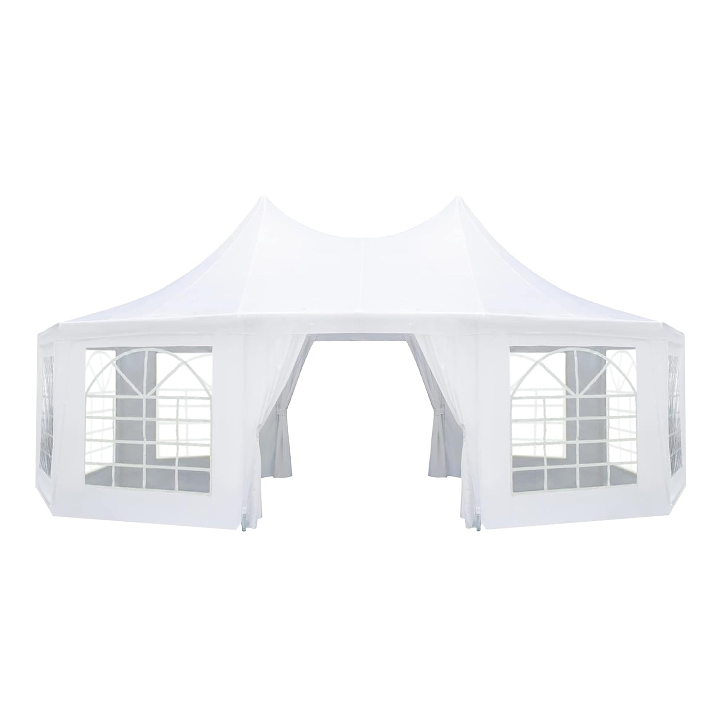 HOMREST 26x19ft Decagonal Heavy Duty Canopy With 8 Removable Sidewalls 8 Church Windows And 2 Pull Back Doors Outdoor Gazebo Pavilion Shelter Tent For Party