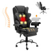 6-Point Massage Heat Ergonomic Reclining Office Chair with Footrest Gray