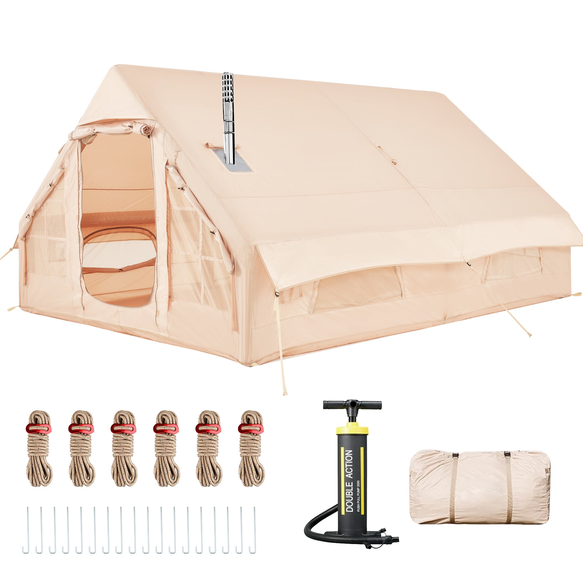 HOMREST Large Inflatable Tent for 8-10 Person, Waterproof Blow Up Camping Tent, Easy Setup 130 Square Glamping Cabin with Mesh Windows, A/C Port & Stove Jack