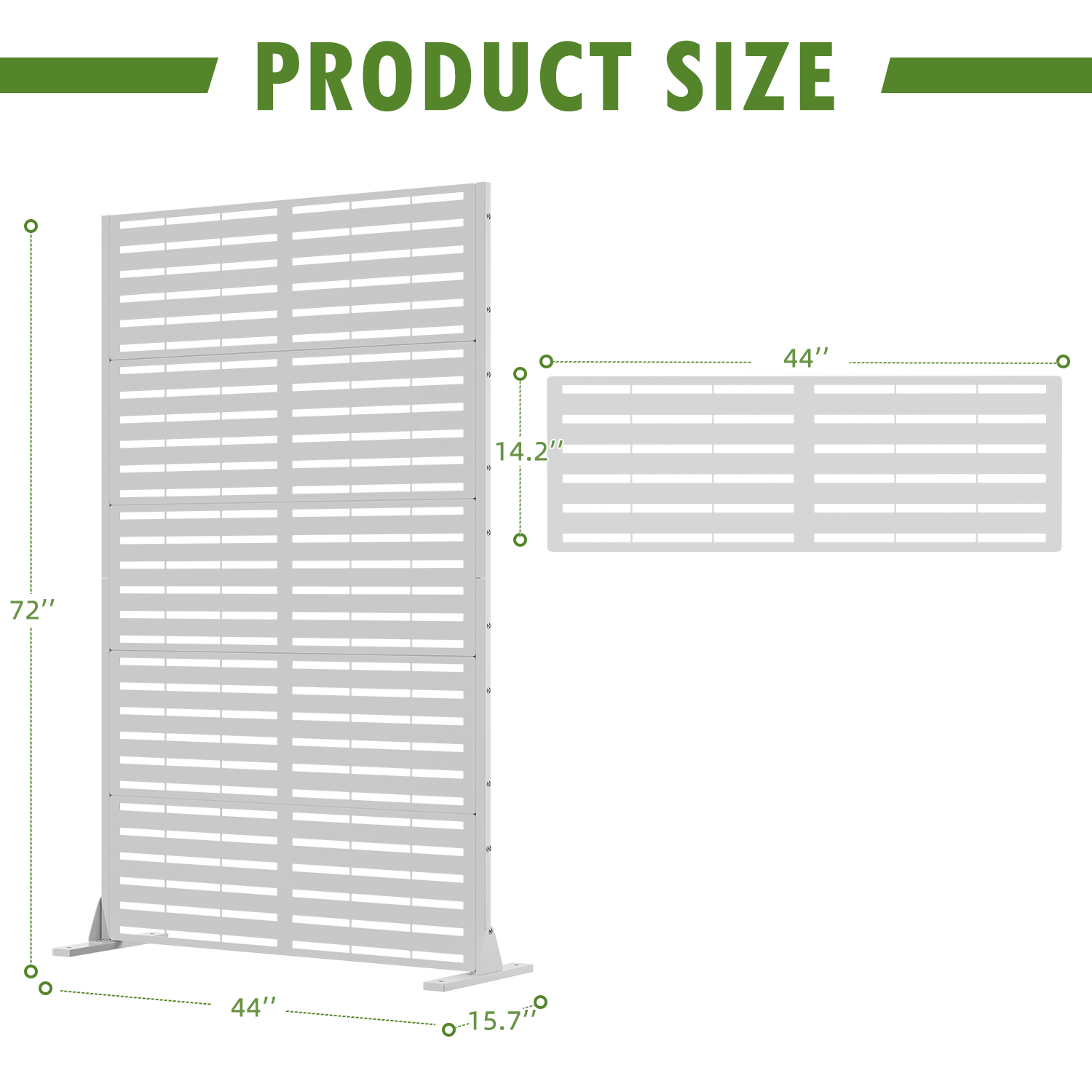 HOMREST 72''H×47'' Metal Privacy Screen, Freestanding Outdoor Privacy Screen with Upgraded Thickened Posts & Panels and Heavy Base, White Louvered(Consist of 5 Panels)