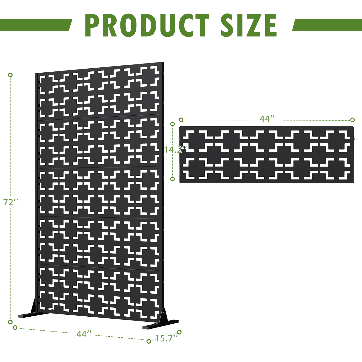 HOMREST 72" H Metal Privacy Screen, Free Standing Privacy Screen with Stable Heavy Base for Deck, Porch, Patio, Outdoor and Balcony, Black Square (Consist of 5 Panels)