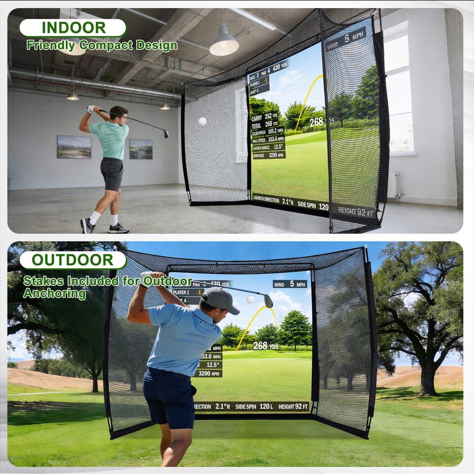 HOMREST 10x8ft Golf Practice Hitting Net with Impact Screen