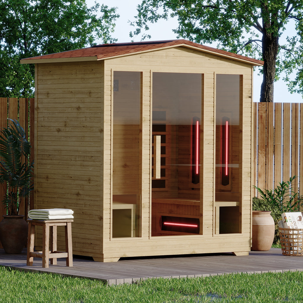 HOMREST 4 Person Outdoor Sauna with Full-spectrum Heaters