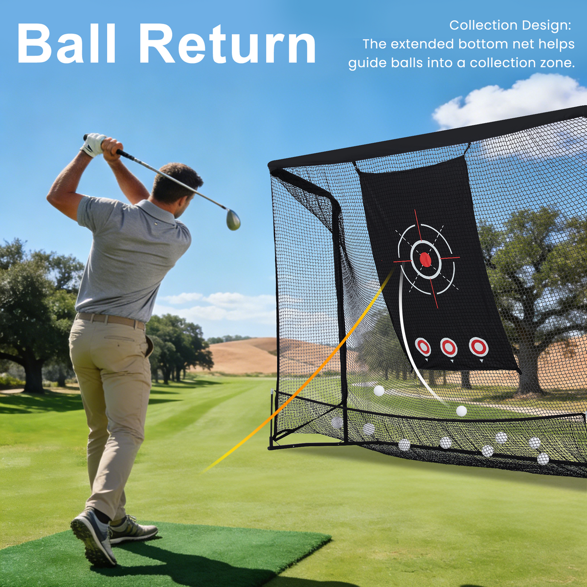 HOMREST 10x7.5ft Golf Practice Hitting Net with Target