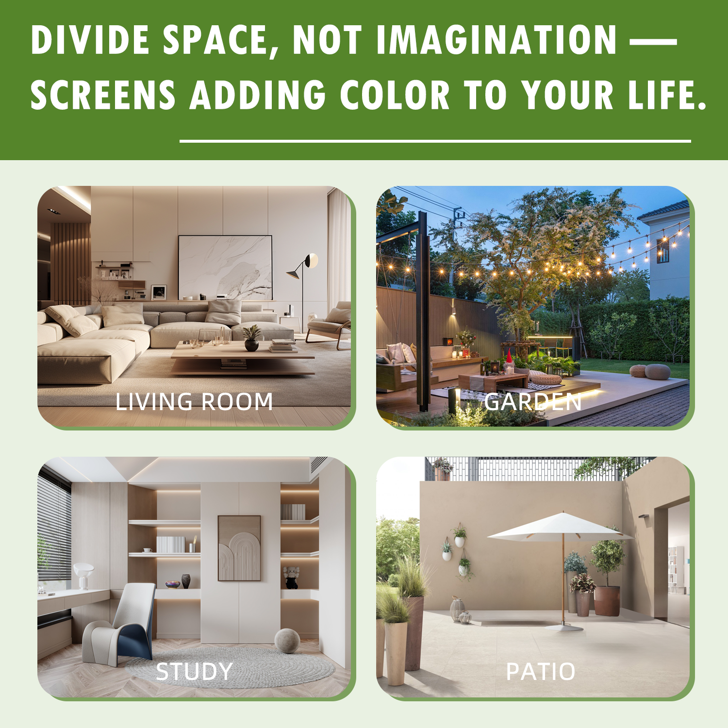 HOMREST 72''H×47'' Metal Privacy Screen, Freestanding Outdoor Privacy Screen with Upgraded Thickened Posts & Panels and Heavy Base, White Louvered(Consist of 5 Panels)