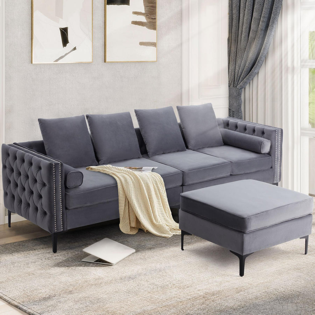 Sectional Sleeper Sofa Set with Storage Ottoman for Living Room