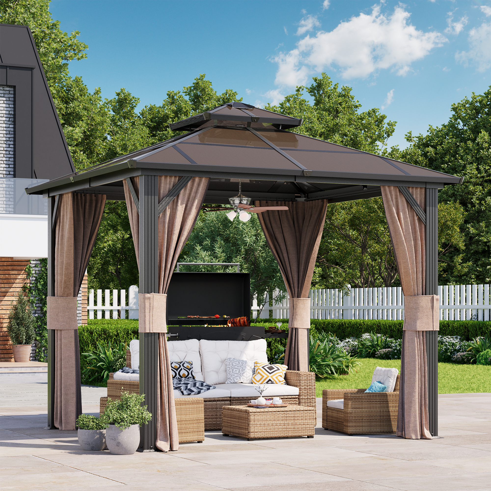 Homrest 10X10 Gazebo with Polycarbonate Double Roof