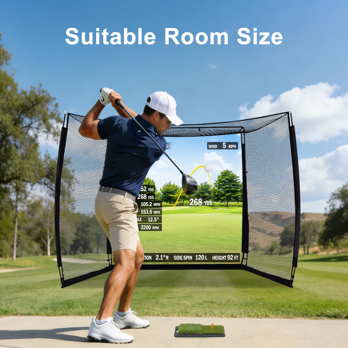 HOMREST 10x8ft Golf Practice Hitting Net with Impact Screen
