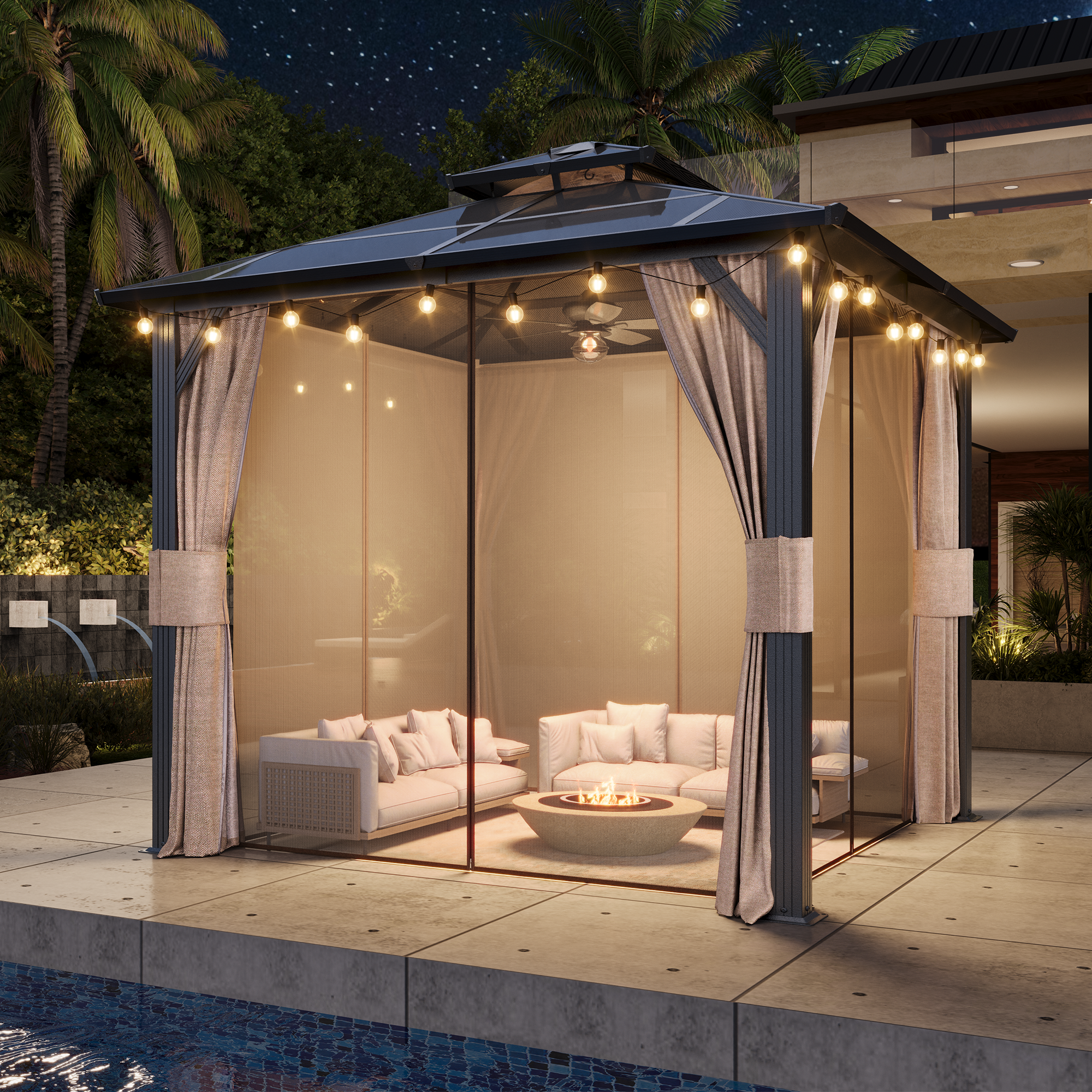Homrest 10X10 Gazebo with Polycarbonate Double Roof