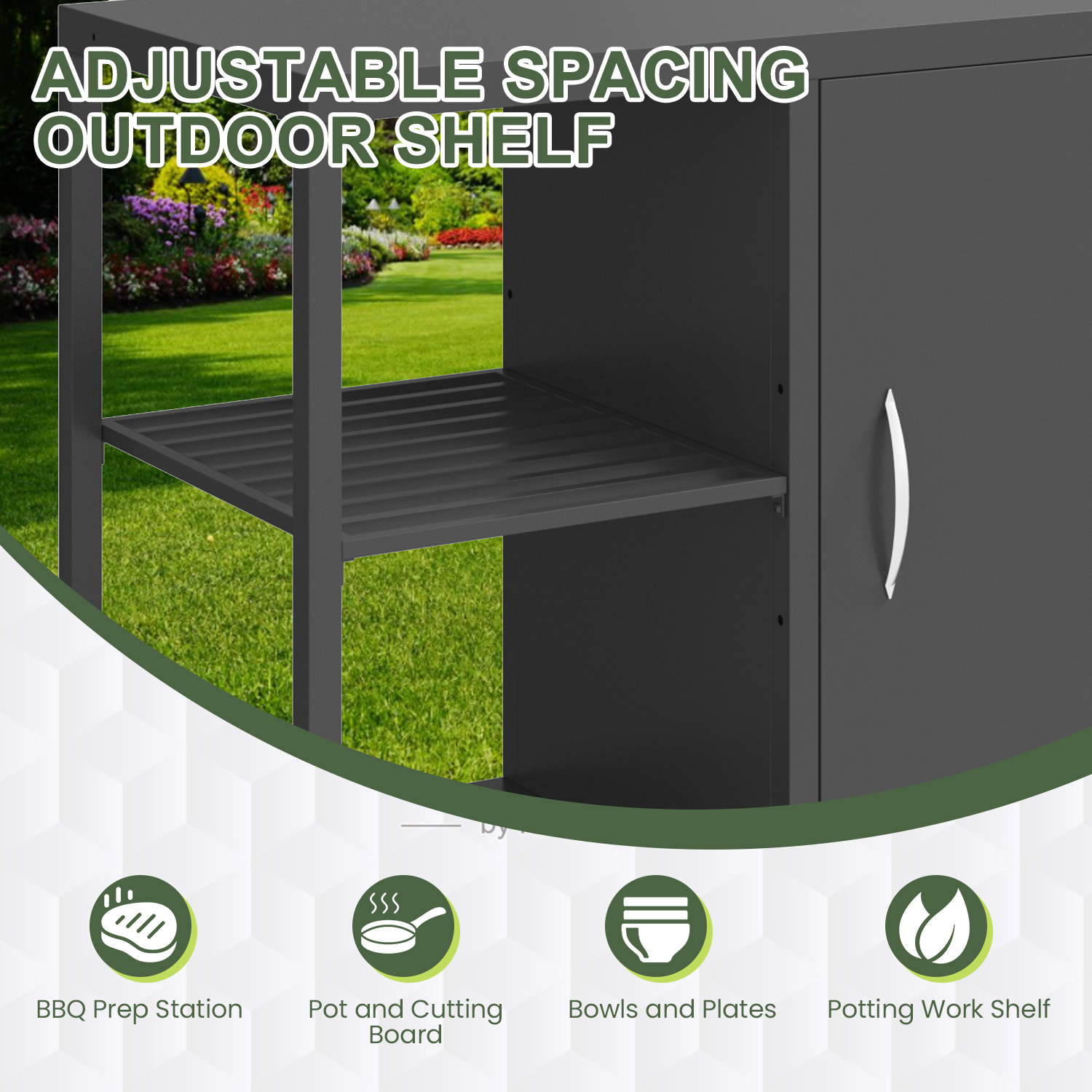 HOMREST 5-Piece Modular Outdoor Kitchen Island with Sink, Large Storage Cabinet & Shelf, Pull-Out Trash Drawer and Grill Stand, Outdoor Storage Kitchen Set for BBQ, Deck, Backyard, Black