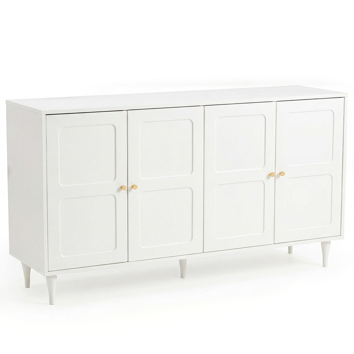 HOMREST Storage Cabinet with 4 Doors and Adjustable Shelves, Sideboard, White