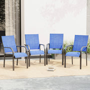HOMREST Patio Chairs Set of 4, 330 LBS Capacity, 17.83" Widened Outdoor Dining Chairs with All Weather Quick-Drying Textilene & Metal Frame, Blue