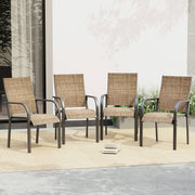 HOMREST Patio Chairs Set of 4, 330 LBS Capacity, 17.83" Widened Outdoor Dining Chairs with All Weather Quick-Drying Textilene & Metal Frame, Brown