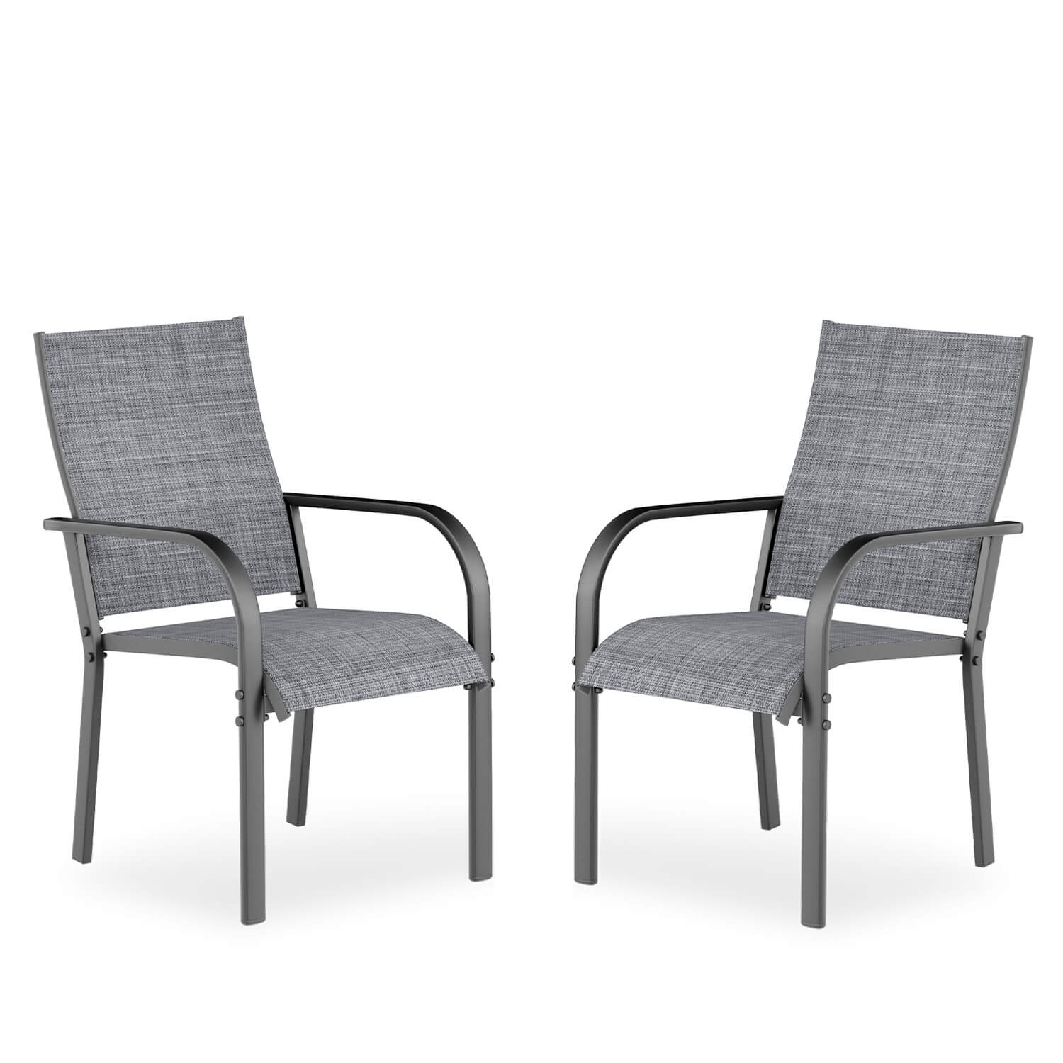 HOMREST Patio Chairs Set of 4, 330 LBS Capacity, 17.83" Widened Outdoor Dining Chairs with All Weather Quick-Drying Textilene & Metal Frame, Gray