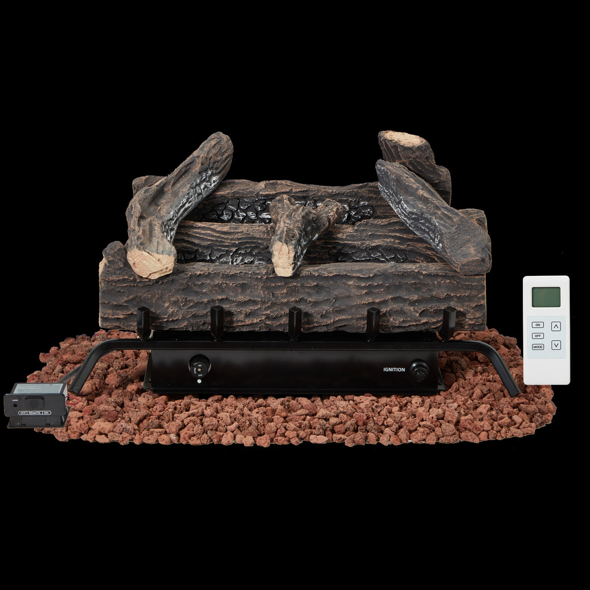 HOMREST 24 Inch Ventless Fireplace Logs Set, Only Used for Natural Gas, Brown