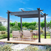 HOMREST Retractable Pergola 10x10 Ft, Upgraded Sun Shade with Waterproof Canopy, Durable Metal Patio Shelter with Magnetic Attachment for Backyard Garden Deck (Gary)