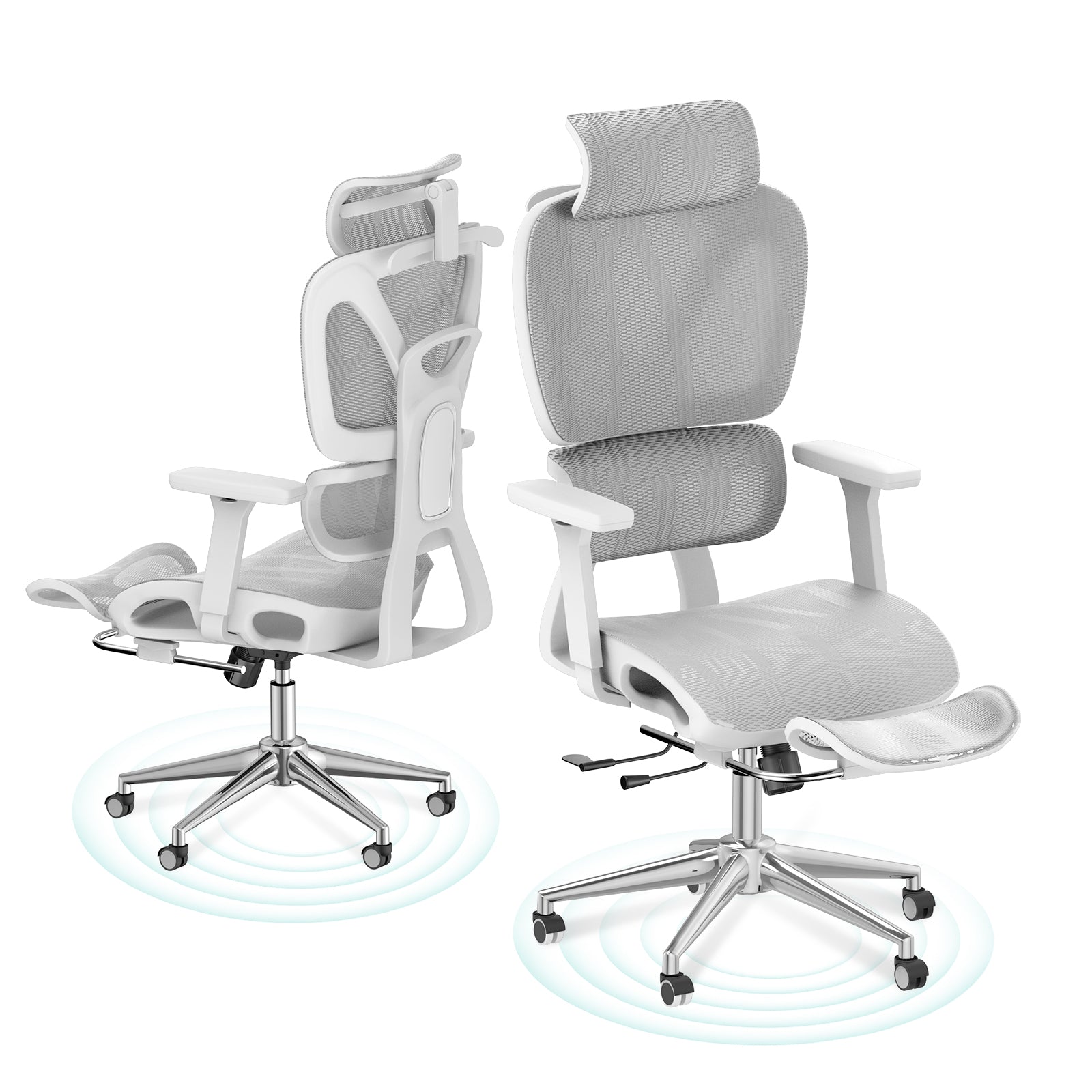 HOMREST Ergonomic Office Chair with 3D Adjustable Headrest & 4D Arms - Gaming Chair,Gray