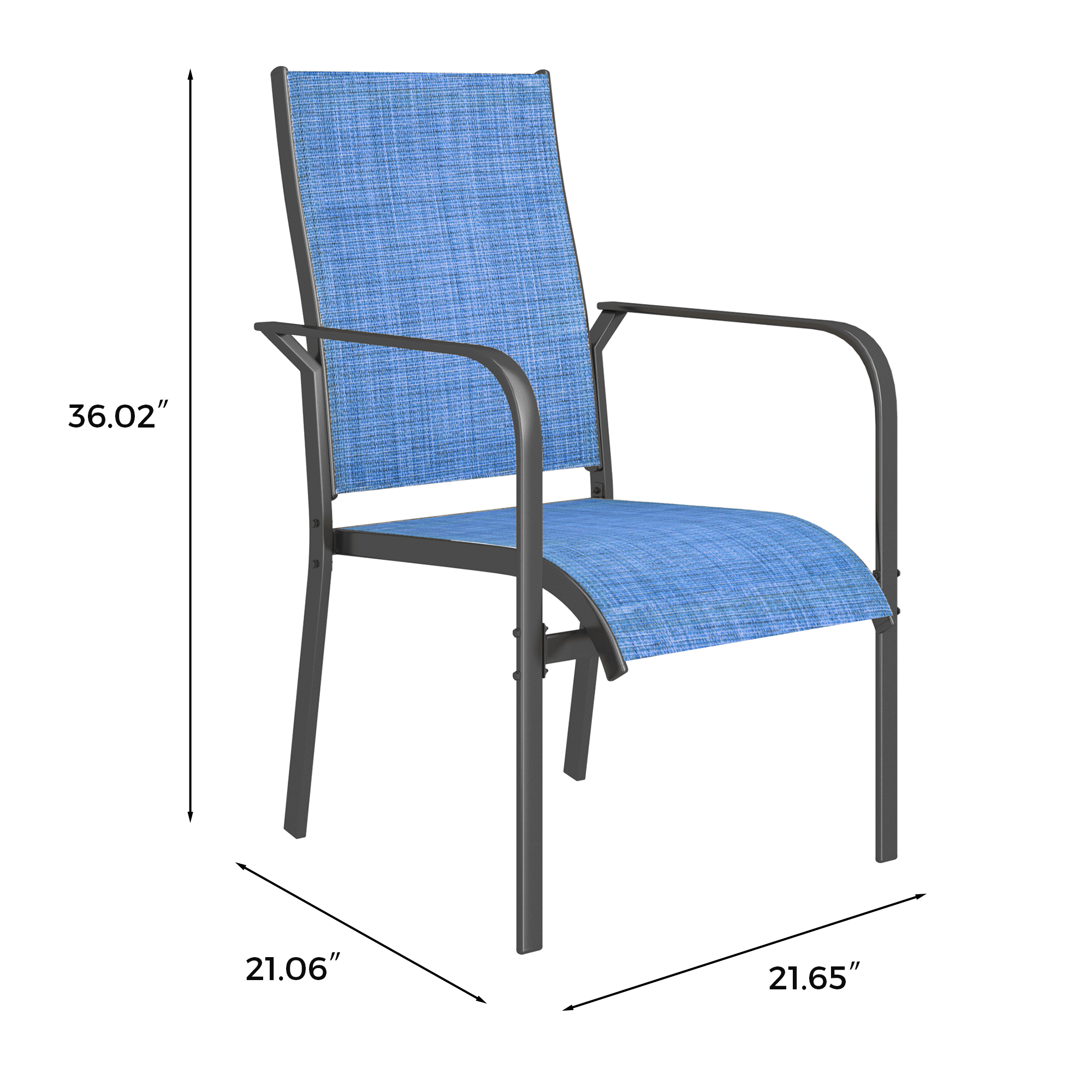 HOMREST 6 Pack Outdoor Dining Chairs, Stackable Patio Chairs with Breathable Textilene & Durable Metal Frame, Blue