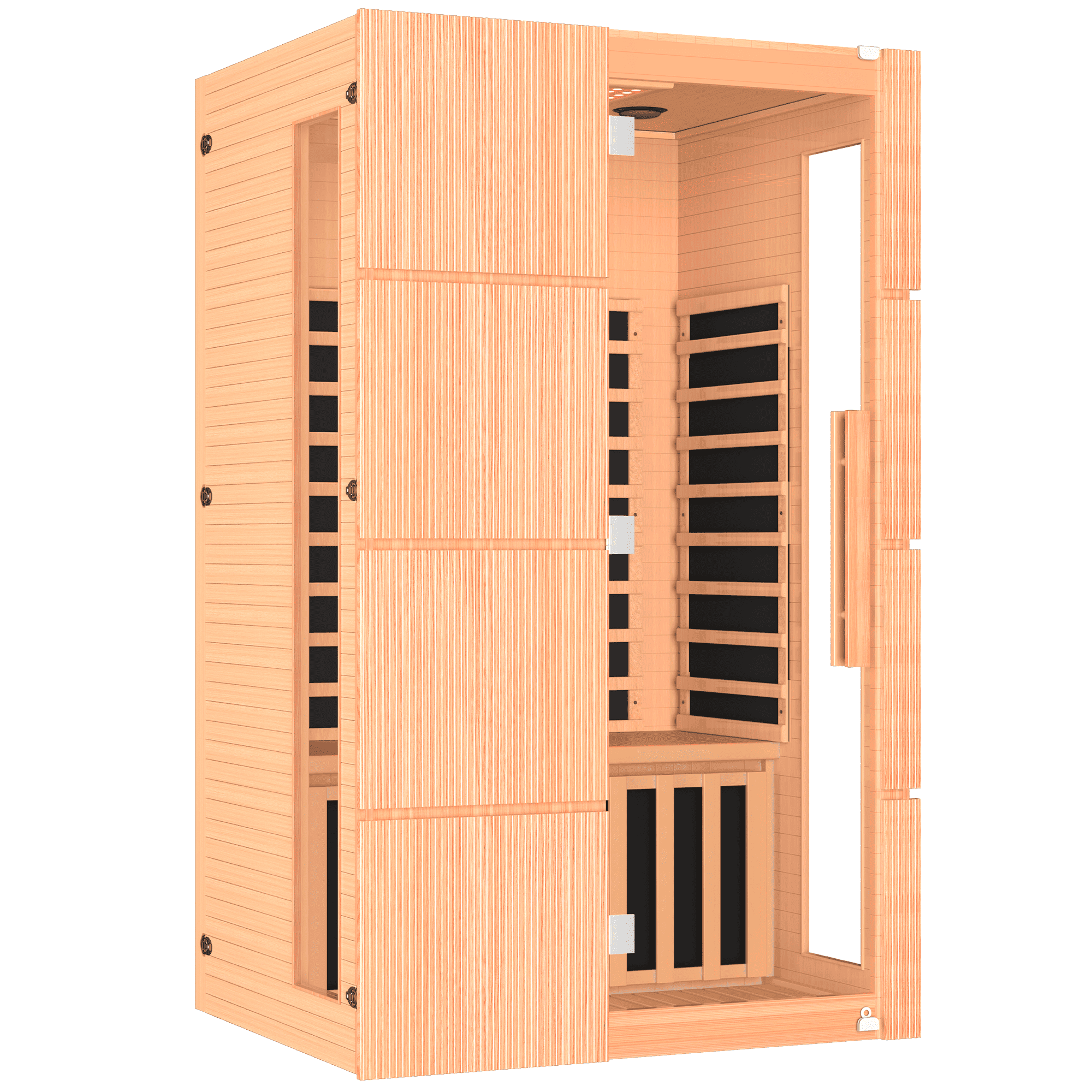 HOMREST 2-Person Indoor Infrared Sauna for Home, Far Infrared Sauna with Red Light Therapy, Chromotherapy Lighting, 6 Carbon Heaters & Bluetooth Speaker, Natural Wood