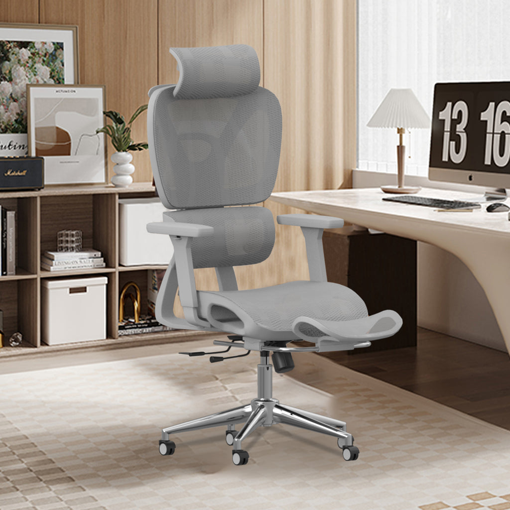 HOMREST Ergonomic Office Chair with 3D Adjustable Headrest & 4D Arms - Gaming Chair,Gray