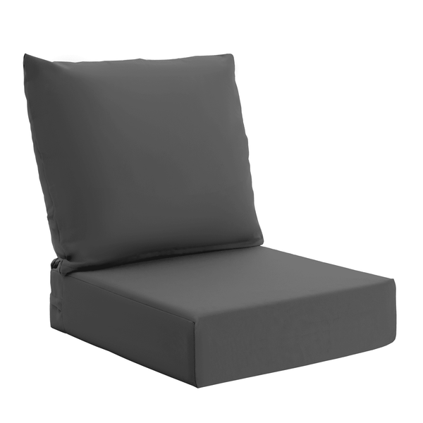 HOMREST Patio Furniture Cushions with Handle and Ties, Waterproof, Fade-resistant Outdoor Couch Cushion, Chair Pads for Dining Chairs, Gray
