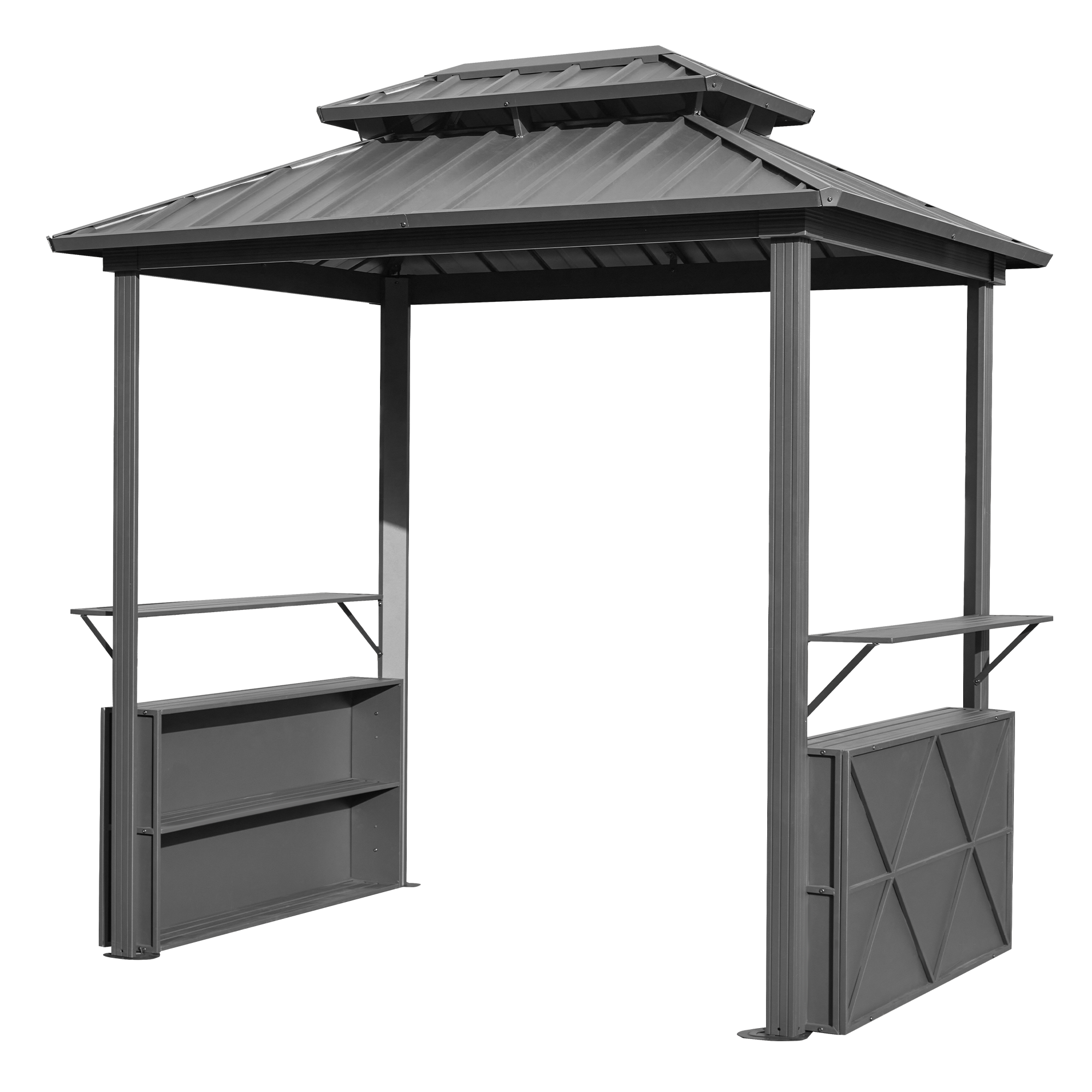 HOMREST 8x6 FT Outdoor Grill Gazebo with Double Steel Roof