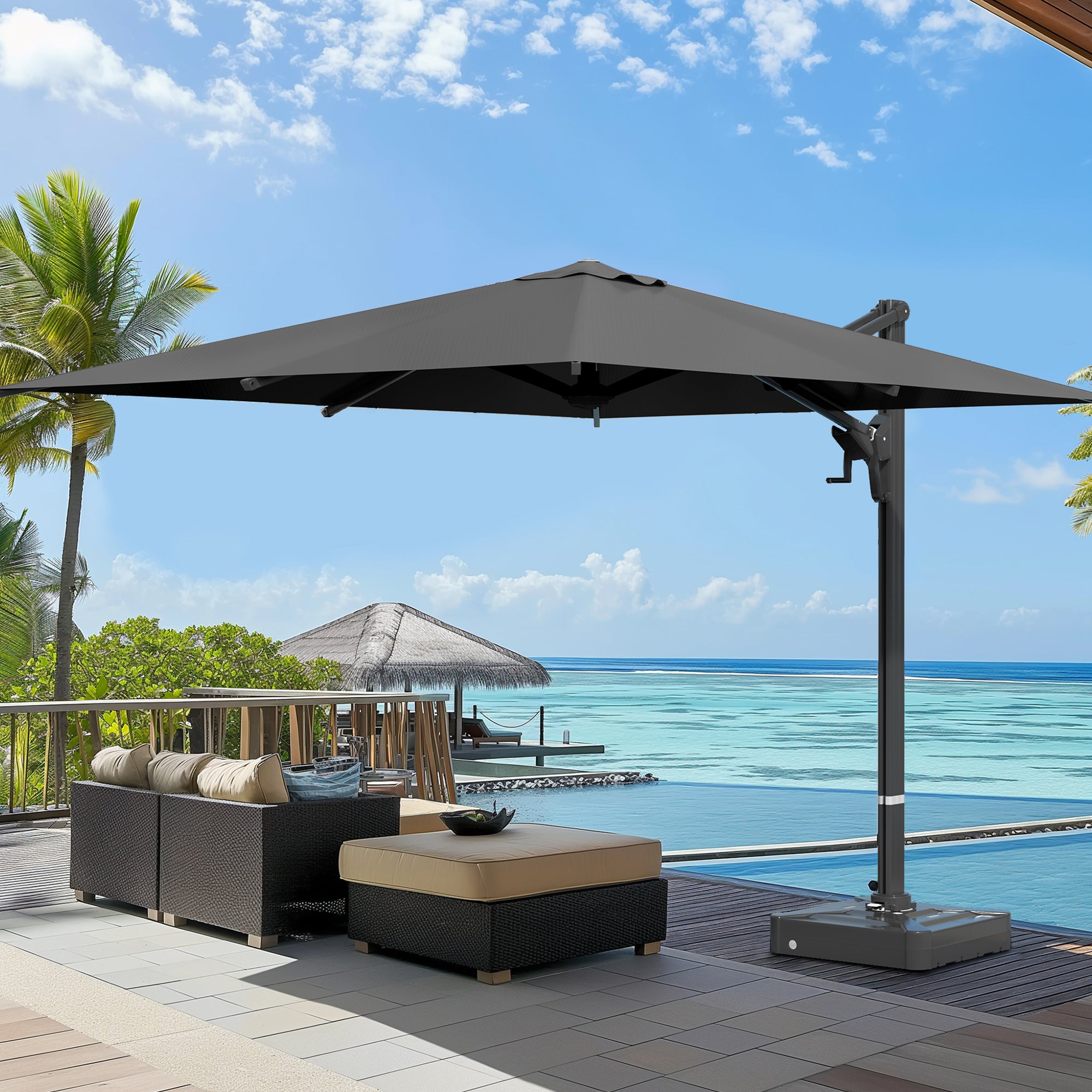 HOMREST 10x13ft Large Rectangular Cantilever Umbrella with 360° Rotati – homrest